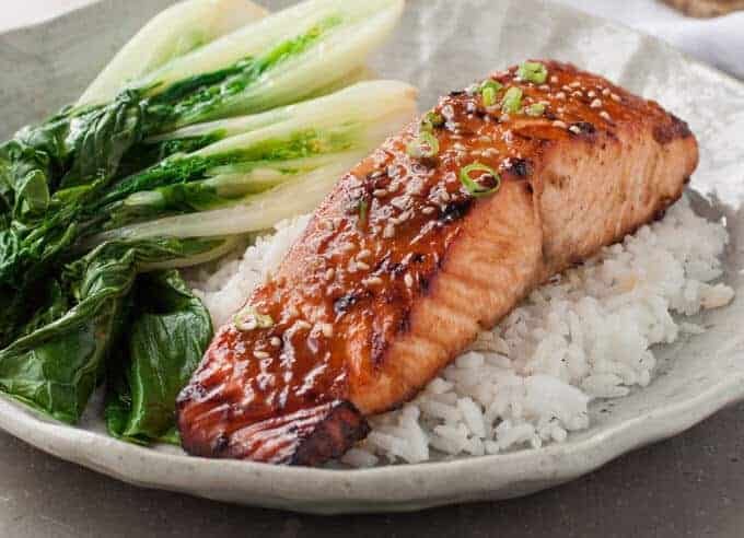 Asian Glazed Salmon | Made this last week, super for a quick midweek meal, INCREDIBLE flavour with just 5 ingredients! dev.recipetineats.com