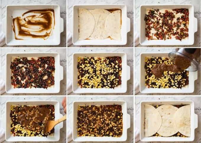 Vegetarian Mexican Caserole (Lasagna) - Fresh, healthy and loaded with Mexican flavours, just 342 calories per serving! dev.recipetineats.com