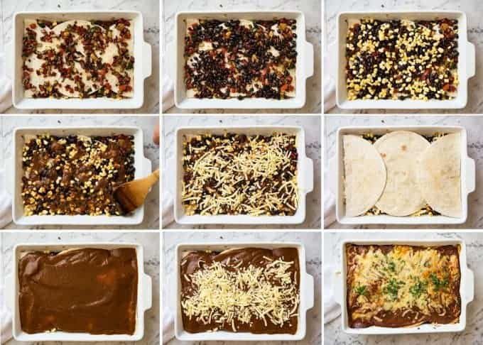 Vegetarian Mexican Caserole (Lasagna) - Fresh, healthy and loaded with Mexican flavours, just 342 calories per serving! dev.recipetineats.com