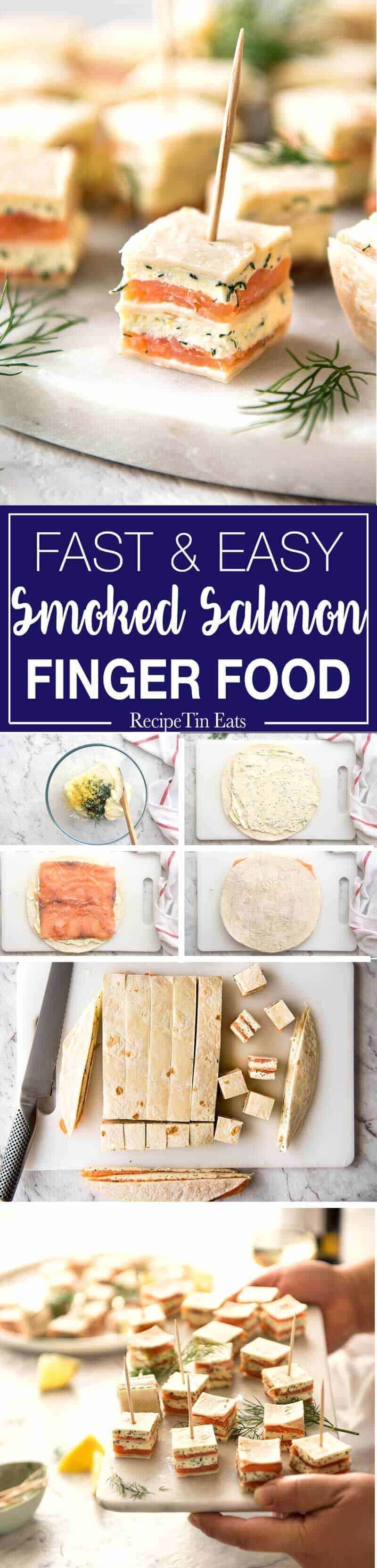 Smoked Salmon Appetizer fantastic for gatherings - no fiddly assembly, served at room temperature, looks elegant and tastes SO GOOD! dev.recipetineats.com