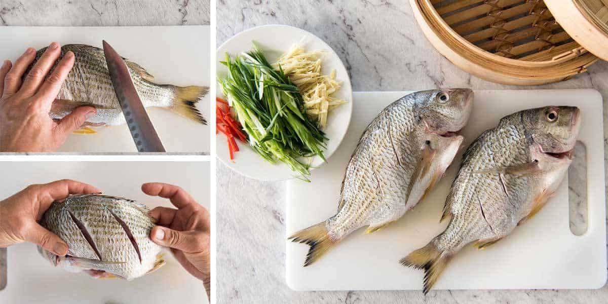 A Chinese Steamed Fish topped with Ginger and Shallots and seasonings, with hot oil poured over it to create a dramatic sizzle and an amazing sauce. So simple, yet so utterly delicious. Steam OR bake the fish! dev.recipetineats.com