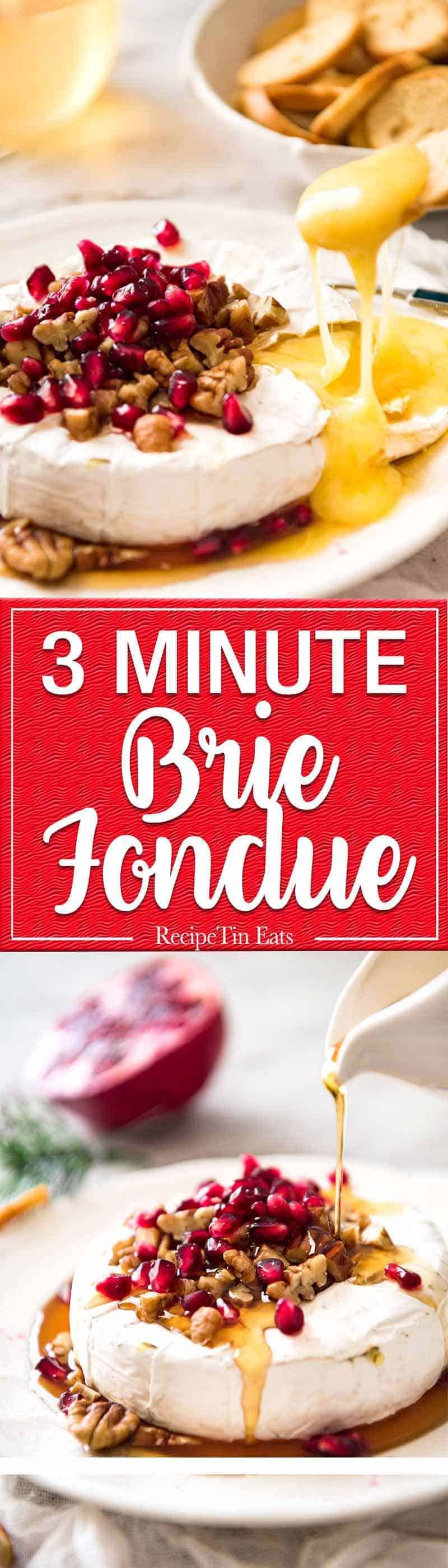 3 Minute Melty Festive Brie - Just microwave for 1 minute and you have an almost-instant baked brie appetizer! dev.recipetineats.com
