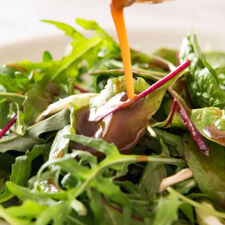 Balsamic Vinegar Dressing - A classic everyone should know: 1 part vinegar, 3 parts oil. Keep for 3 weeks+. dev.recipetineats.com