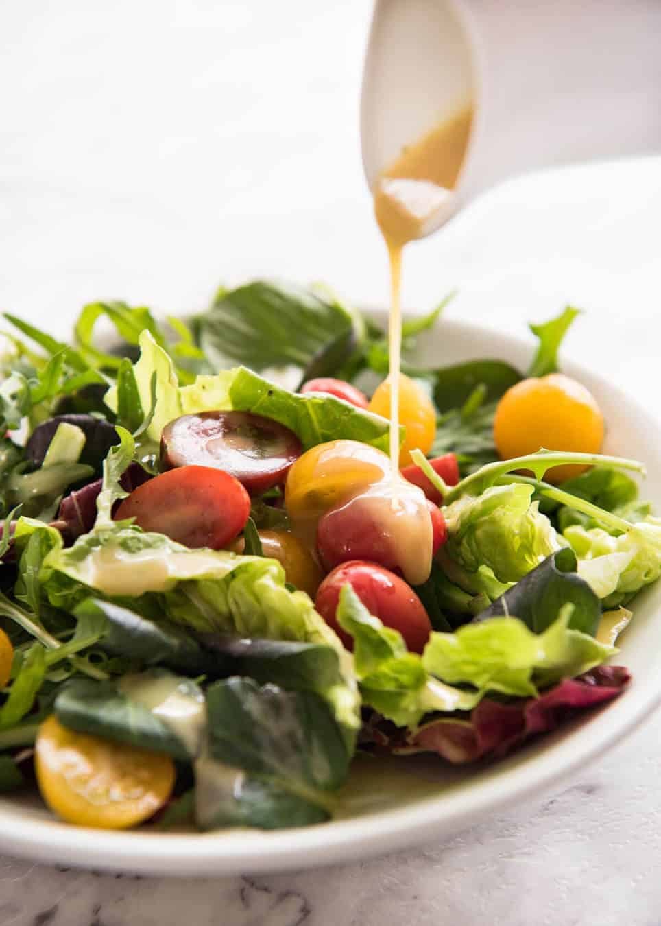 Honey Mustard Dressing - guaranteed crowd pleaser, made with honey, mustard, cider vinegar and olive oil. Keeps for 3 weeks. dev.recipetineats.com