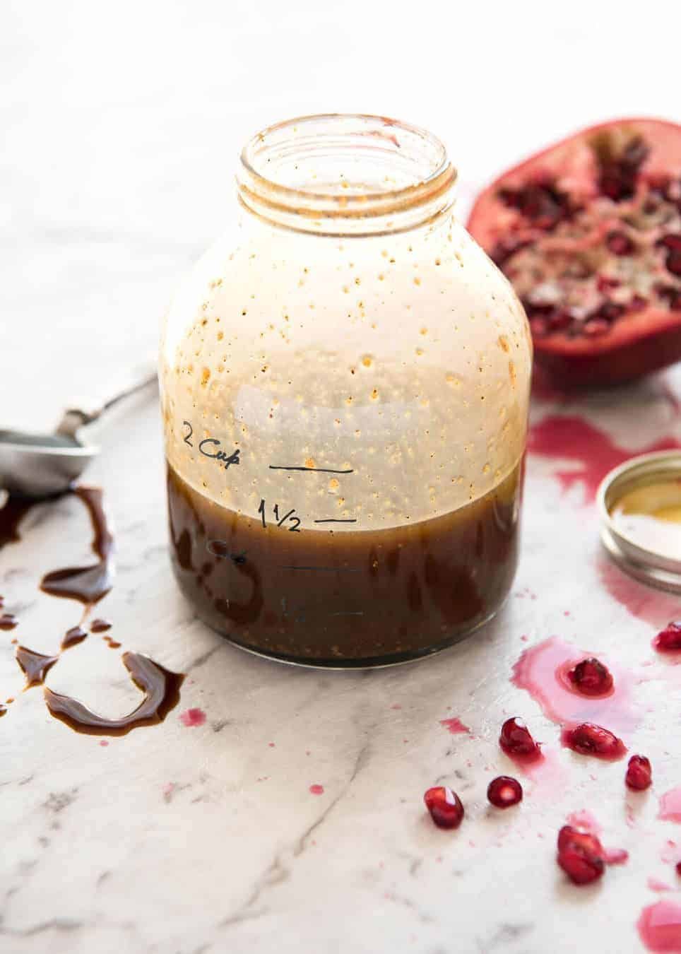 Pomegranate Molasses Dressing - An exotic sounding yet simple to make Middle Eastern dressing, fantastic with roasted vegetables. dev.recipetineats.com