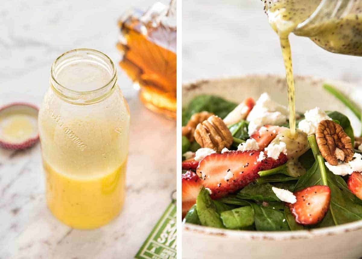 Easy Salad Dressing Recipes - Long Shelf Life, Ready To Use - Poppyseed Salad Dressing and Maple Salad Dressing dev.recipetineats.com