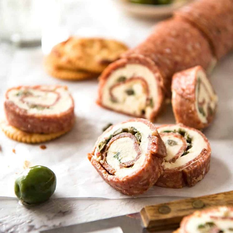 Salami Cream Cheese Roll Up - Great inexpensive party food idea! dev.recipetineats.com
