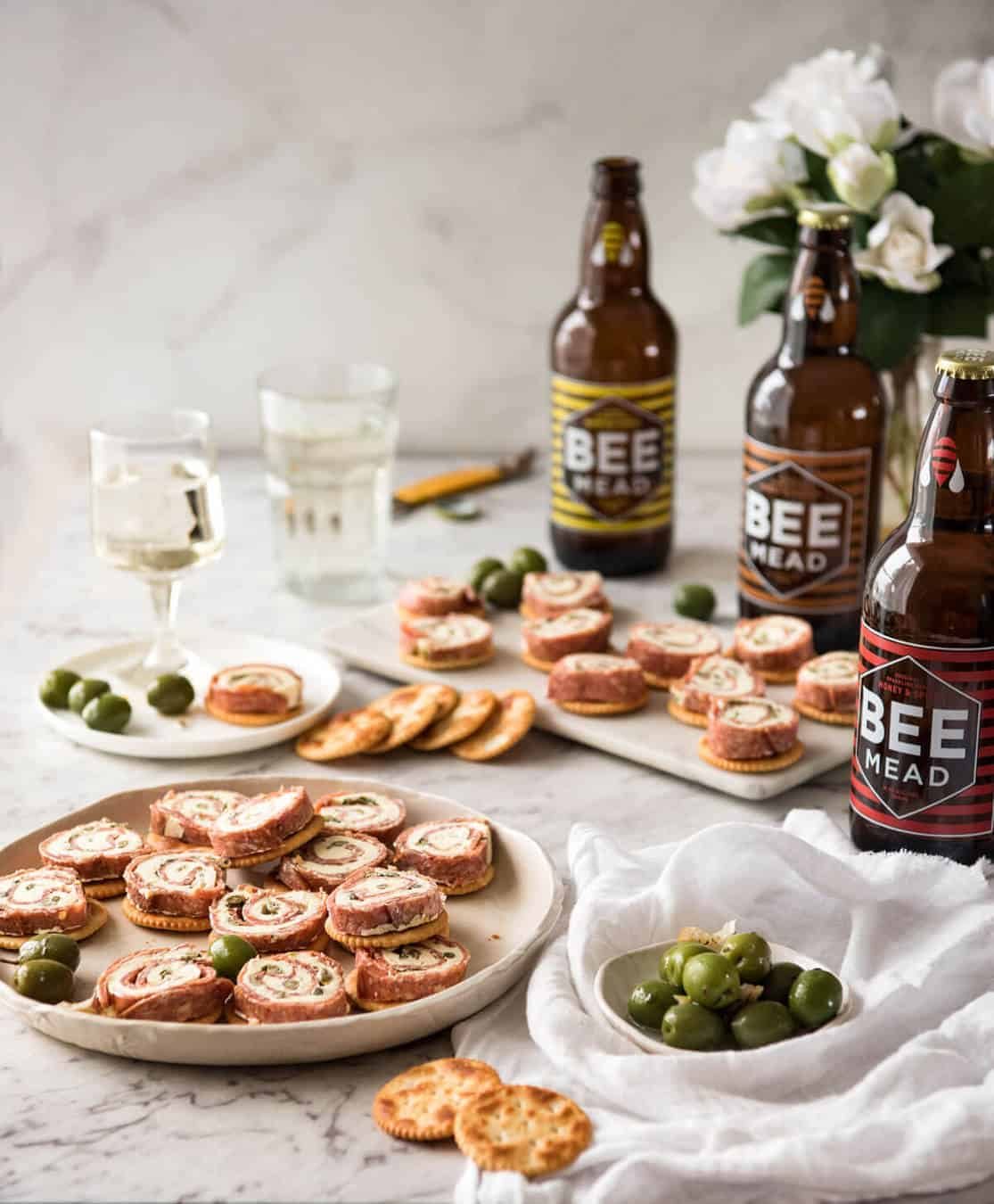 Salami Cream Cheese Roll Up - Great inexpensive party food idea! dev.recipetineats.com