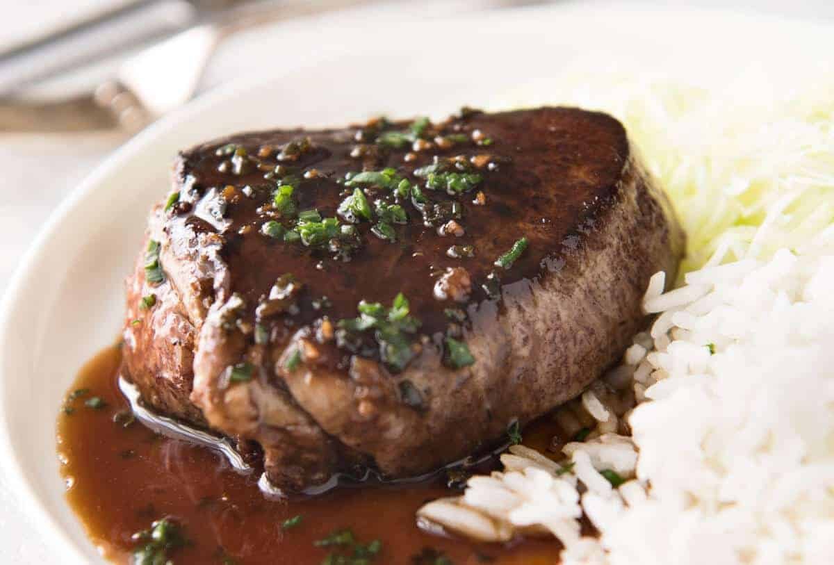 Simple yet stunning Asian Steak with a sauce inspired by the great Tetsuya! All you need is 15 minutes, soy sauce, mirin, sake or sherry, butter, garlic and ginger. Amazing! dev.recipetineats.com
