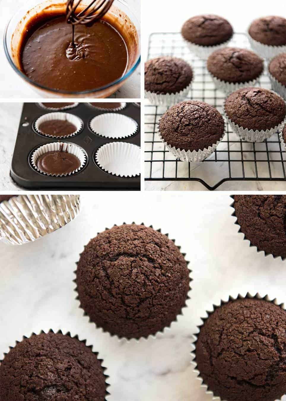 No stand mixer required to make the Best EASY Chocolate Cupcakes. Moist, deeply chocolatey with a tender crumb, these are unbelievably fast & easy. dev.recipetineats.com
