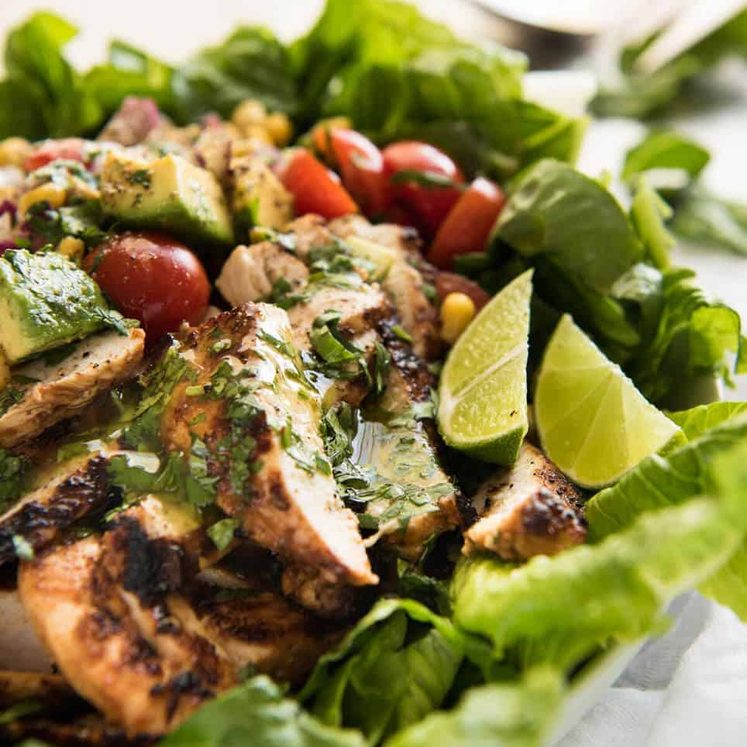 Loaded with all the good stuff! This Mexican Chicken and Avocado Salad is unbelievably good! dev.recipetineats.com
