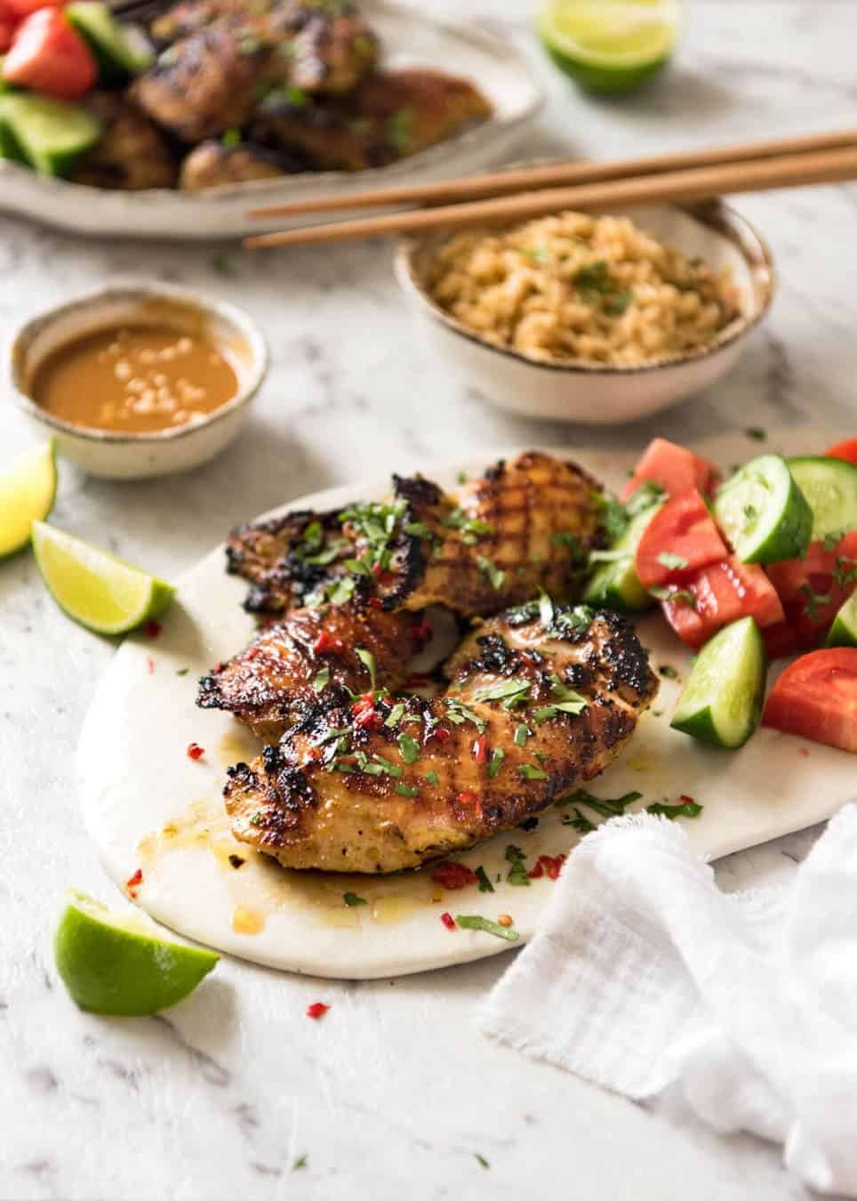 Thai Coconut Chicken - Chicken marinated in a sensational Thai coconut marinade. Great for BBQ, stove or roasting. dev.recipetineats.com