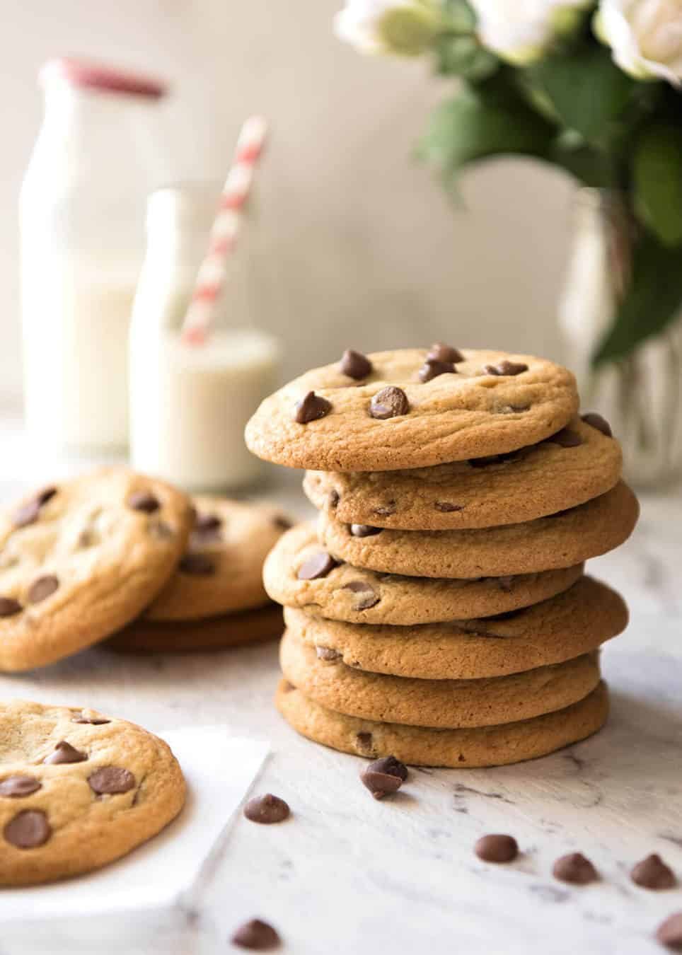 Miracle SOFT Chocolate Chip Cookies that are almost impossibly easy - no creaming butter, no beater, no refrigeration, no rolling dough. These are magical! dev.recipetineats.com