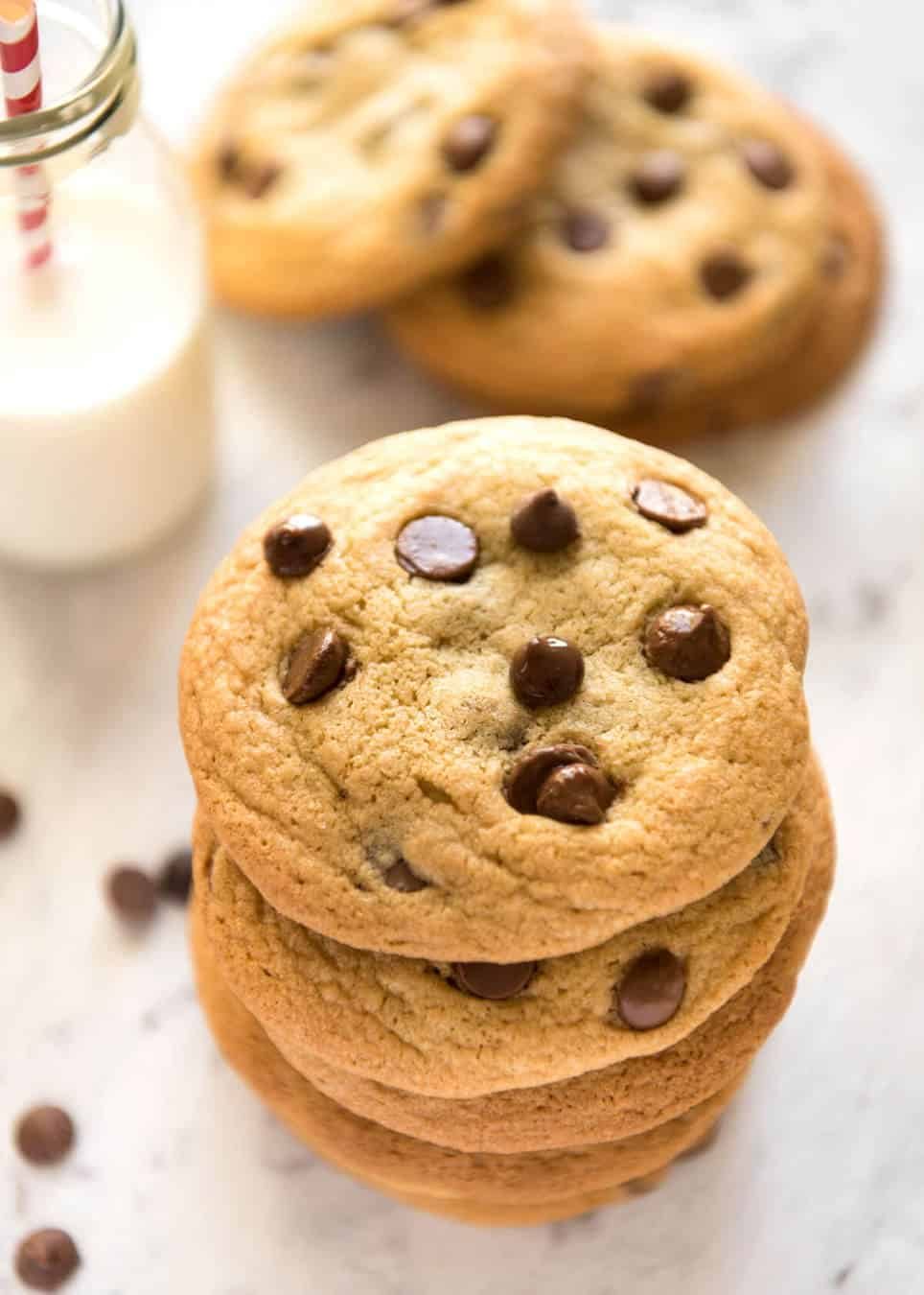 Miracle SOFT Chocolate Chip Cookies that are almost impossibly easy - no creaming butter, no beater, no refrigeration, no rolling dough. These are magical! dev.recipetineats.com