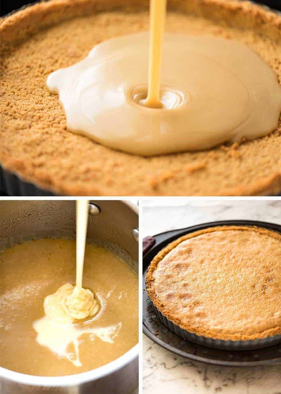 A sinfully decadent Salted Caramel Tart with a creamy soft salted caramel filling topped with luxurious chocolate ganache. Just SIX ingredients! dev.recipetineats.com