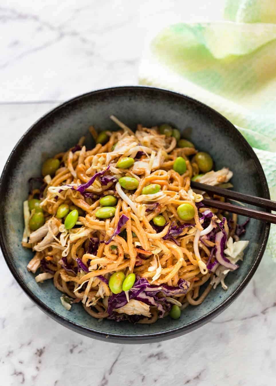 Sesame Noodles - noodles tossed with a wicked Asian Sesame Peanut Dressing. Serve these as Cold Sesame Noodles or warm. dev.recipetineats.com