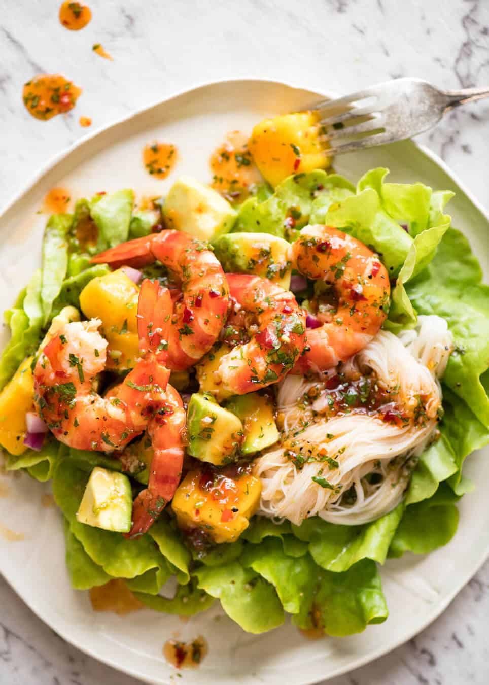 This Prawn, Mango and Avocado Salad with Noodles is perfect for balmy summer days. Great no cook meal! dev.recipetineats.com