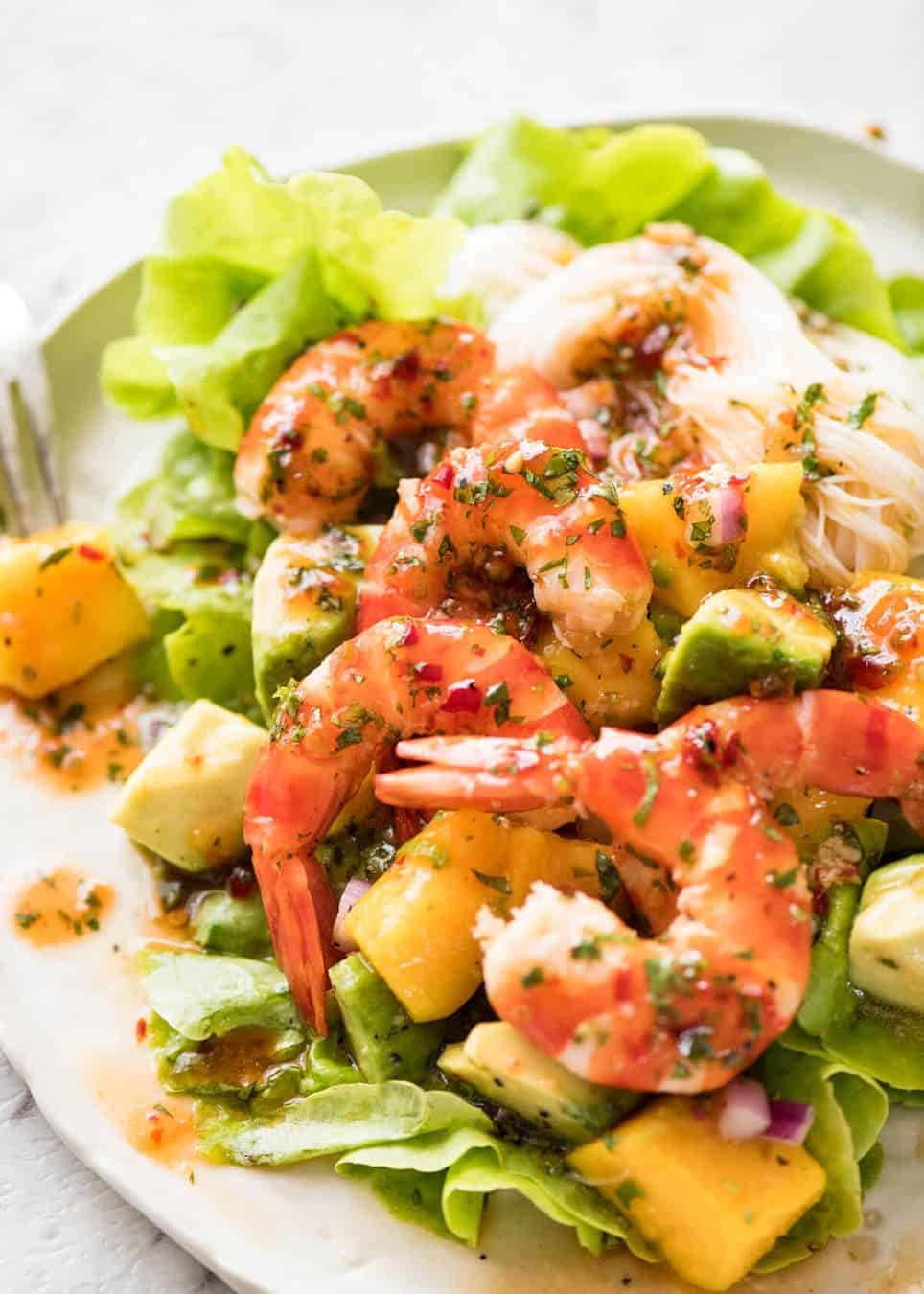 This Prawn, Mango and Avocado Salad with Noodles is perfect for balmy summer days. Great no cook meal! dev.recipetineats.com
