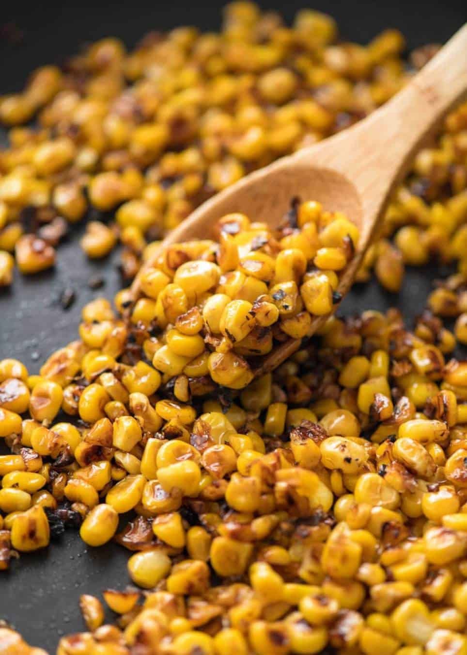 Golden brown saut&eacute;ed corn