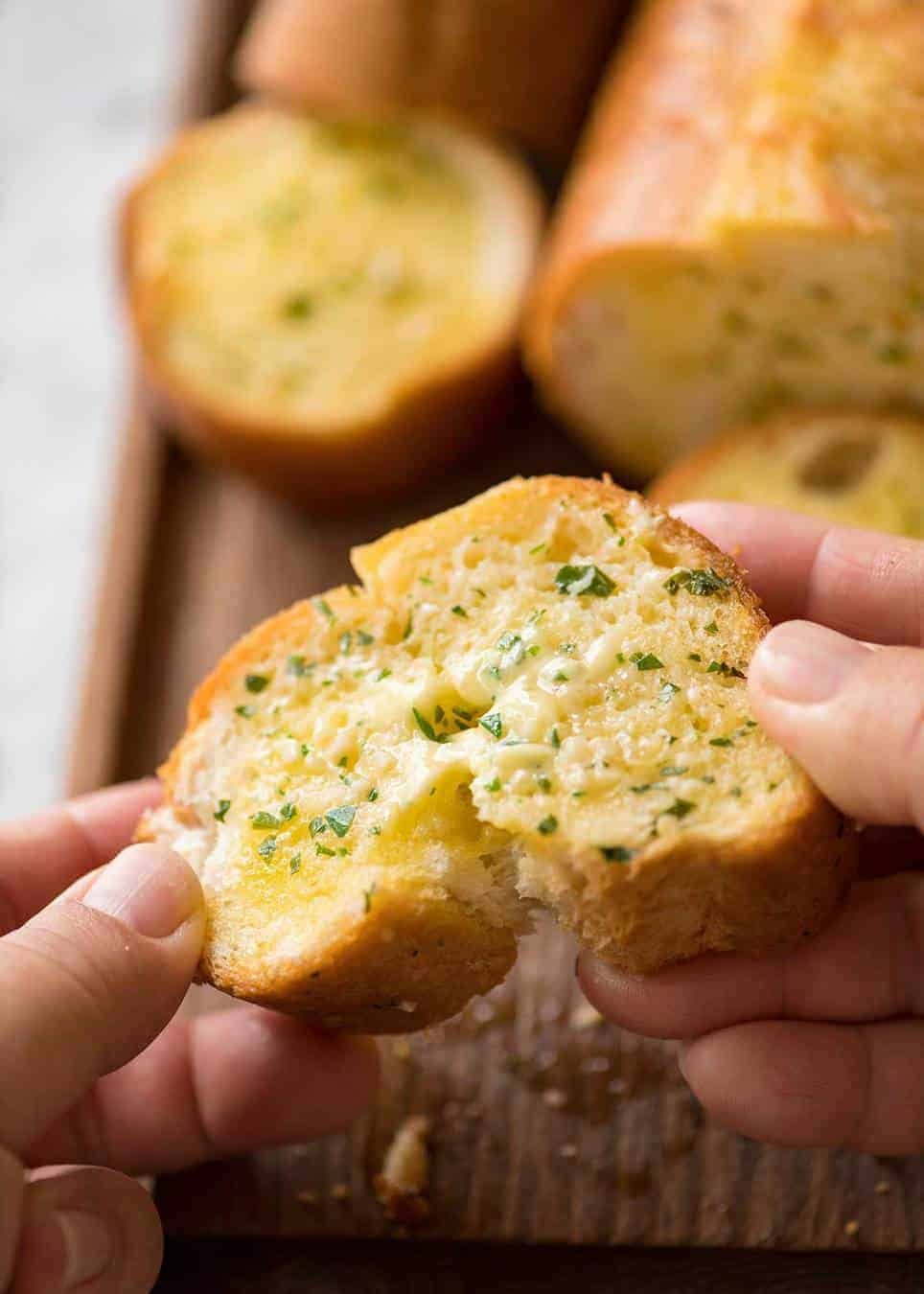 Better than Pizza Hut! For a truly religious Garlic Bread experience, skip the artisan bread and use a basic French stick. And no skimping on butter! dev.recipetineats.com