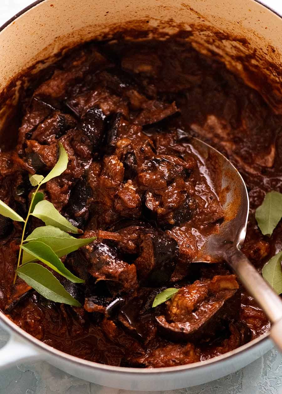 Pot of Indian Eggplant Curry