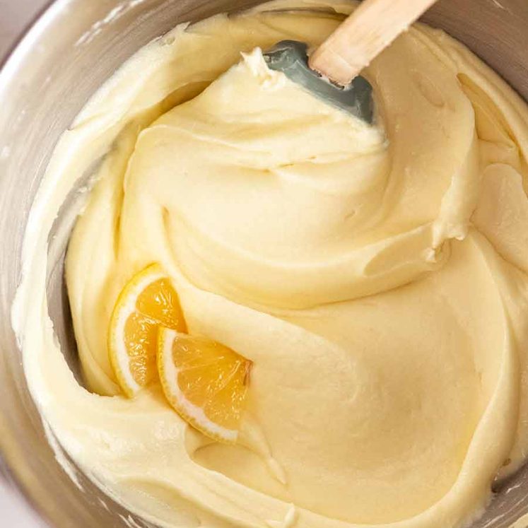 Cream cheese frosting in a bowl, ready for spreading