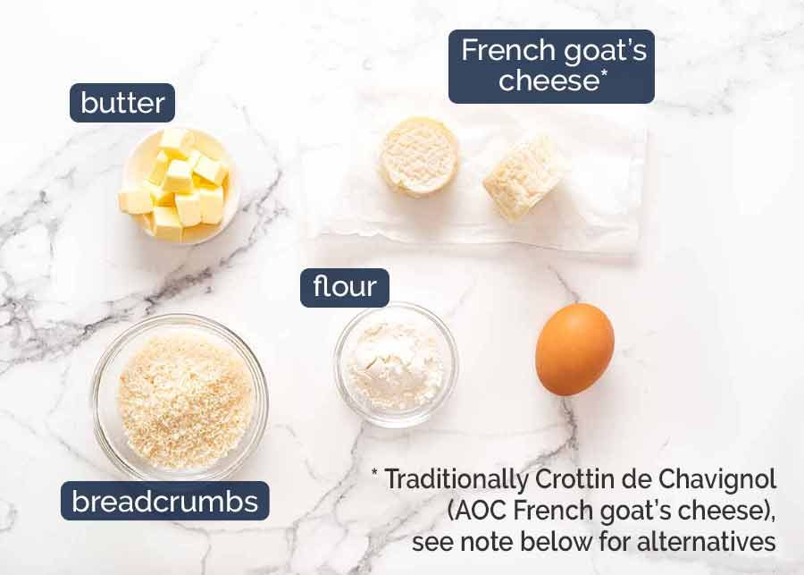 Ingredients in Warm French Goat's Cheese Salad (Salade de Ch&ecirc;vre Chaud)