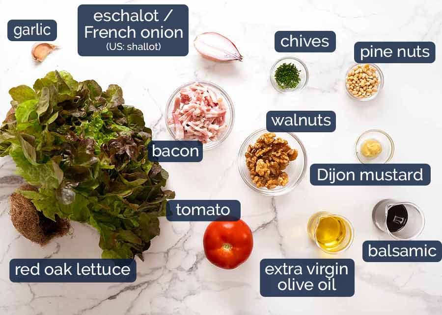 Ingredients in Warm French Goat's Cheese Salad (Salade de Ch&ecirc;vre Chaud)