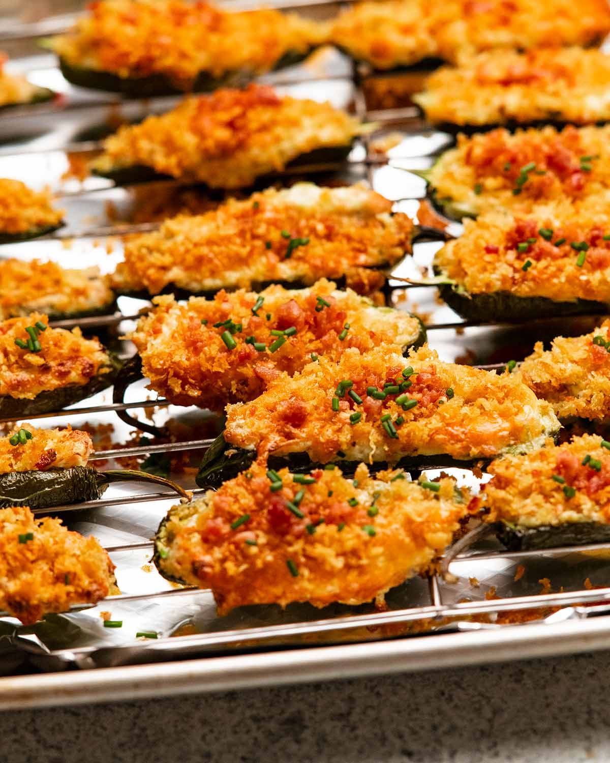 Jalape&ntilde;o poppers on a tray