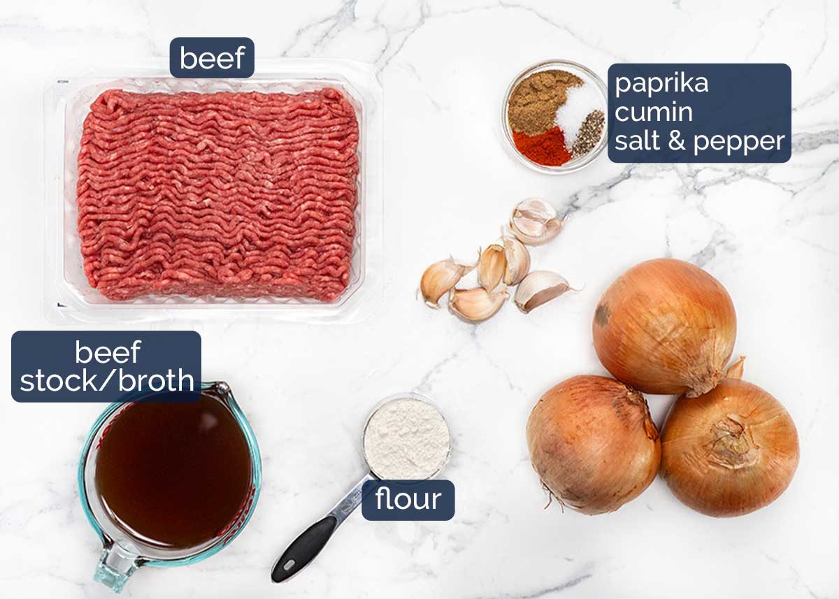 Ingredients in Pastel de Choclo - Chilean Corn Beef Casserole