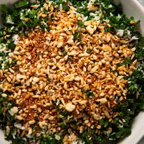 Crispy Shredded Halloumi Salad with Kale